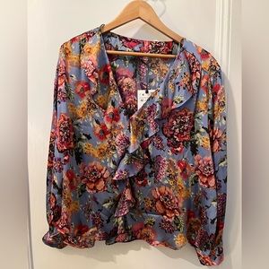 Zara Flower Print Blouse with ruffles front